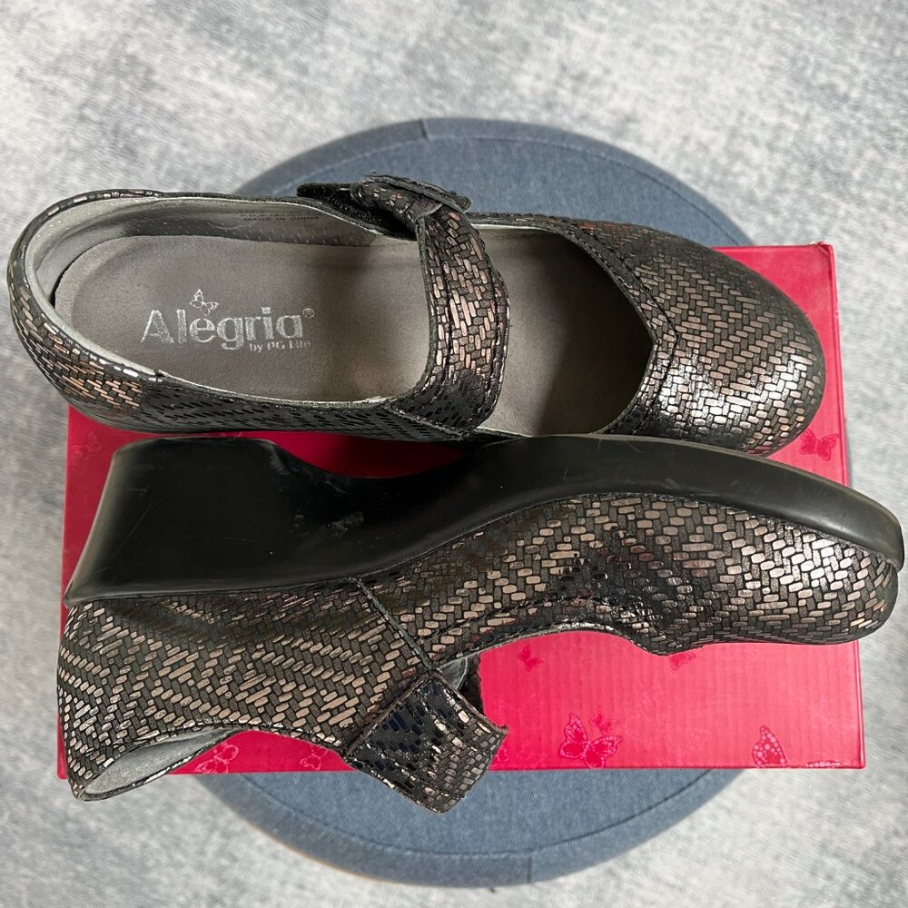 Alegria Ella Mary Jane Pewter Dazzler Silver Snake Print US 8-8.5 (EU39) - Picture 10 of 13